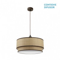 Distribuidor - Lâmpadas Diversas | Colgantes Rustica | COLGANTE ROQUE 3XE27 NATURAL/MARRON REGX60X60 CM Ref: 172896002